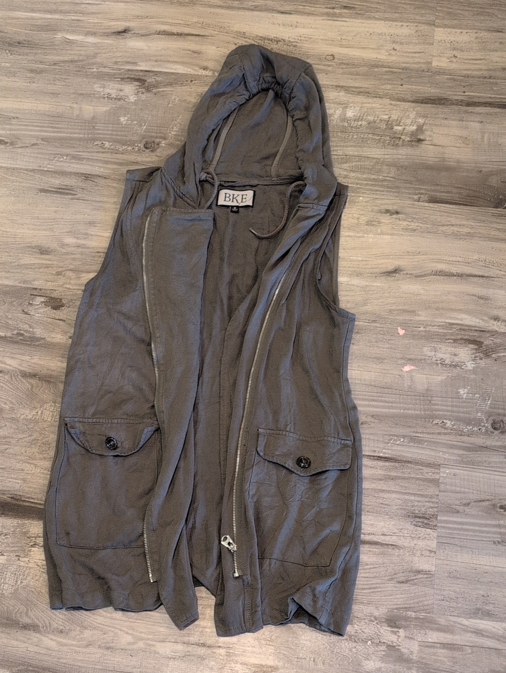 BKE Sleeveless Hooded Zip Vest
